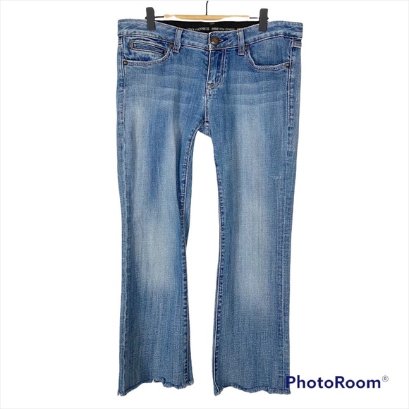 Express Denim - REROCK for EXPRESS Bootcut Raw Hem Ankle Jeans Size 8